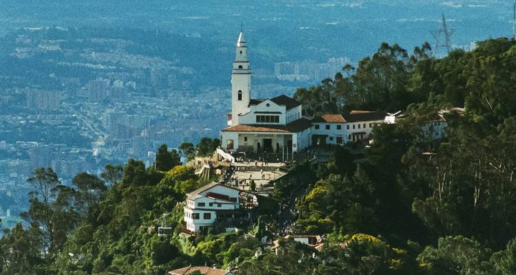 Hilltop church of Monserrate overlooking city sprawl