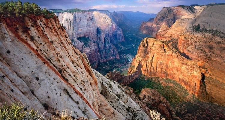 Breathtaking view of a canyon with dramatic cliffs and valleys.