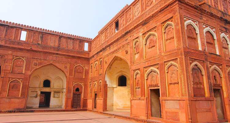 Rote Sandsteinstruktur in der Festung Agra.
