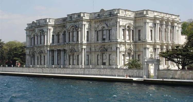 A grand historical building by the water in Istanbul.