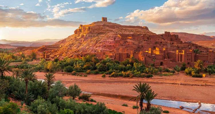 Ait Benhaddou in Marokko während des Sonnenuntergangs.