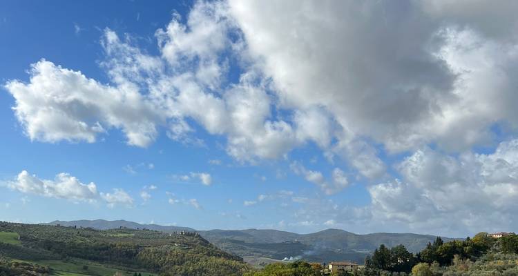 Glooiende heuvels onder een bewolkte hemel