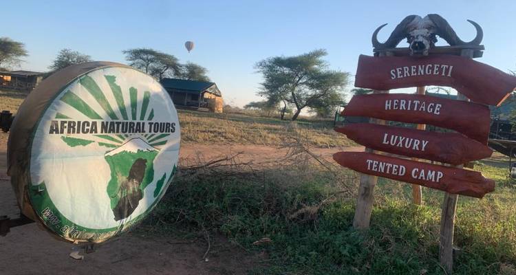Sign for Serengeti luxury tented camp.