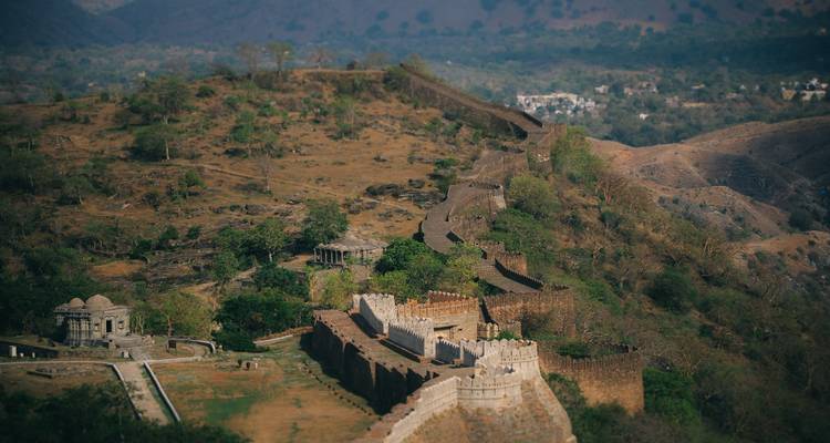 Extensive stone wall snaking over a hilly landscape.