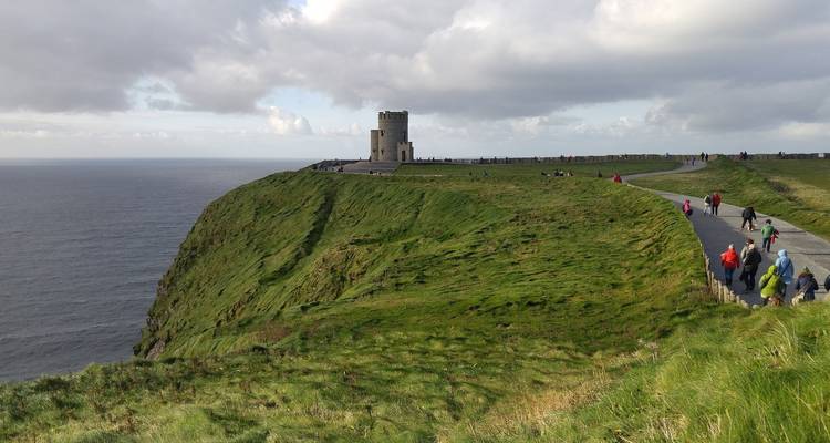 Tower on Cliffs of Moher, overlooking the ocean
