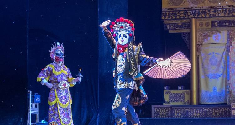 Kleurrijke, traditionele voorstelling met uitgebreide kostuums.