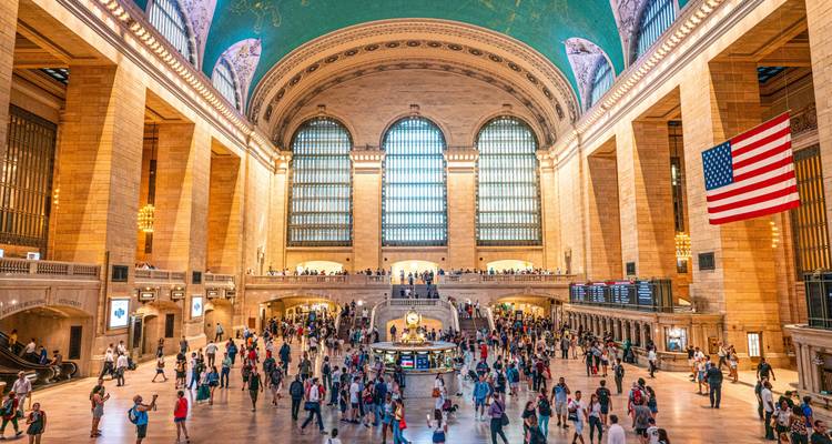 Grand Central Terminal bustling with people amidst iconic architecture