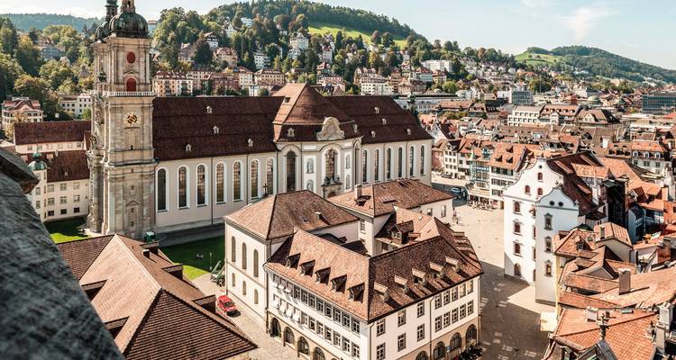 Historic town view with cathedral.