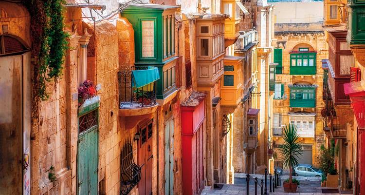 Colorful traditional street in a historic city