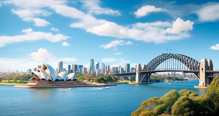 Ein Blick auf das Sydney Opera House und die Harbour Bridge.