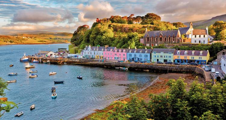 A picturesque harbor with colorful buildings and boats.