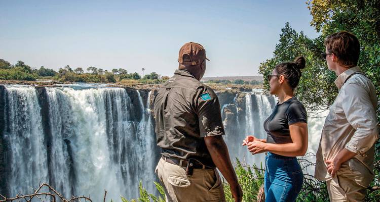 Tourists admiring Victoria Falls.