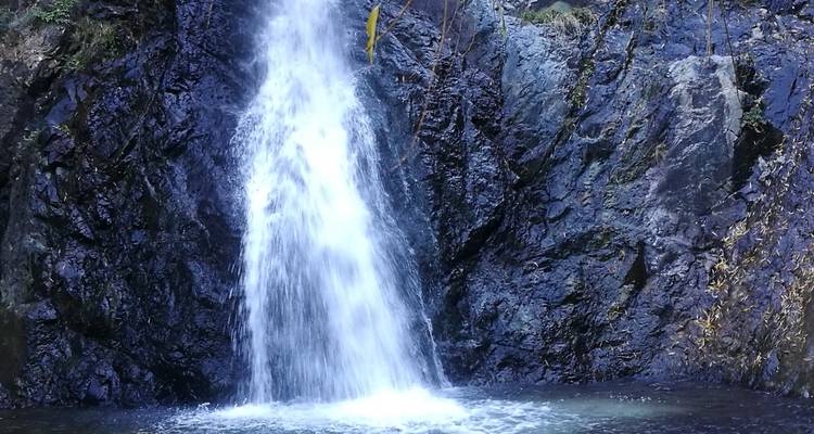 Waterval in een rotsachtige kloof.
