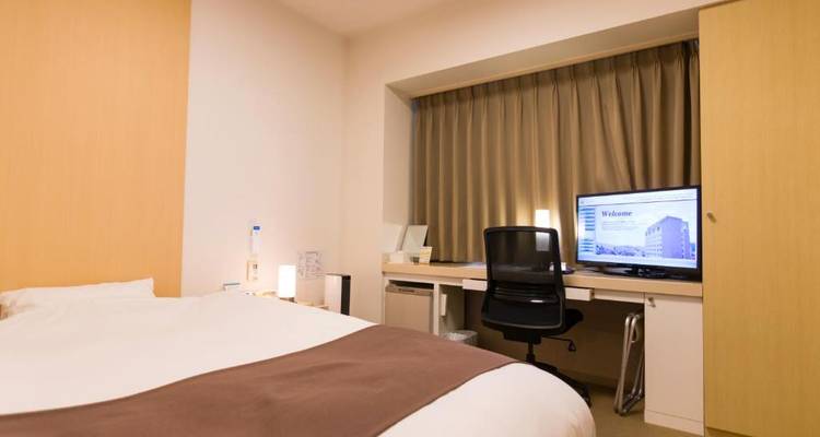 Einzelzimmer mit Schreibtisch und Fernseher.