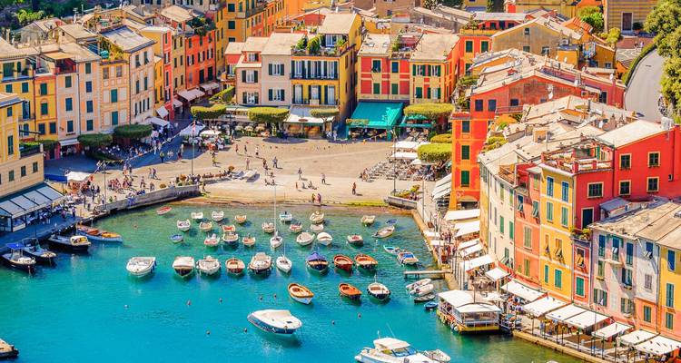 Portofino harbor with colorful buildings and boats