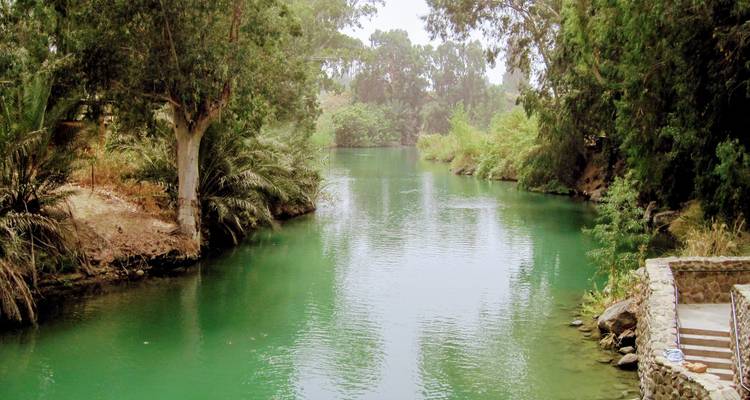 Serene river surrounded by trees and greenery.