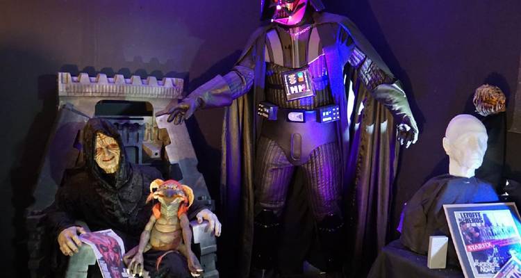 Indoor display with movie character props.