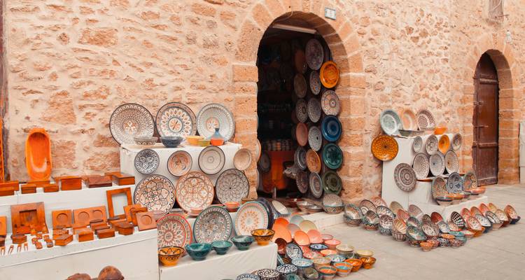Shop front with an array of ceramic pottery.