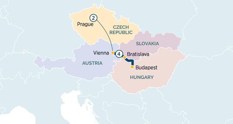 Une carte montrant les itinéraires de voyage entre les villes d'Europe.
