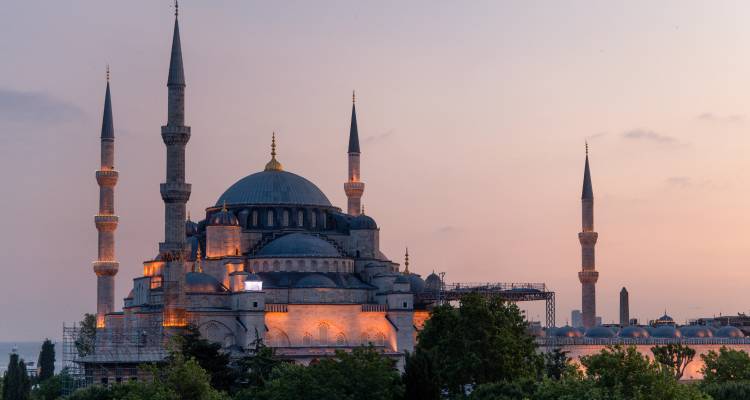 Beautiful mosque at sunset.