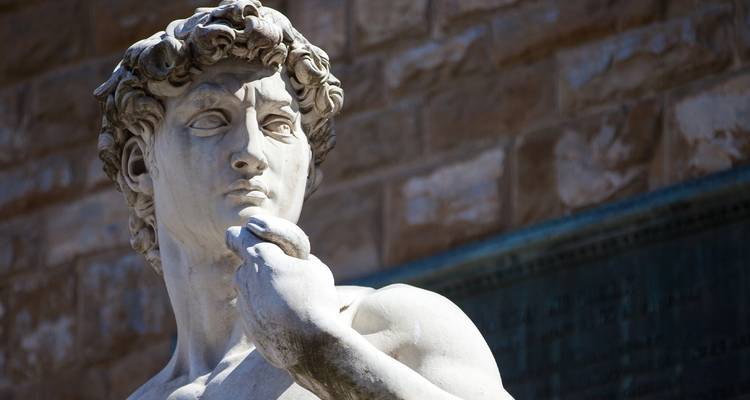 Statue of David mit einer detaillierten Ansicht des Gesichts