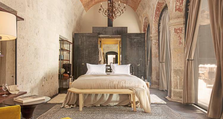 Luxurious hotel room with elegant interior design