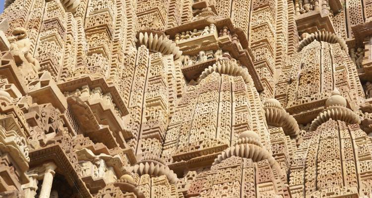 Intricate carvings on a temple wall