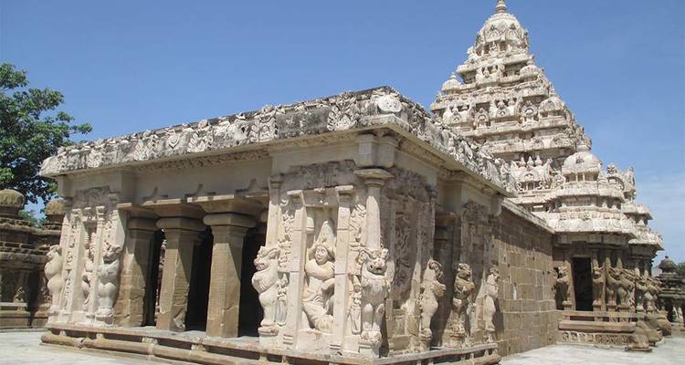 Ancient temple with sculptures and intricate designs.