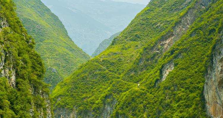 Exuberantes montañas verdes de las Tres Gargantas.