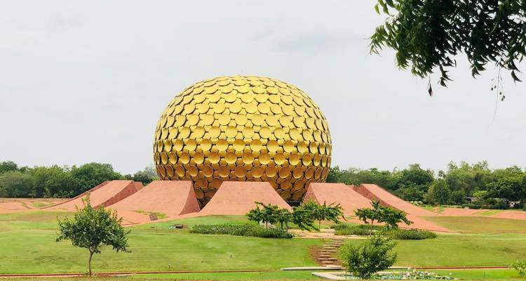 Spherical Matrimandir in Auroville, a place for spiritual experiments.