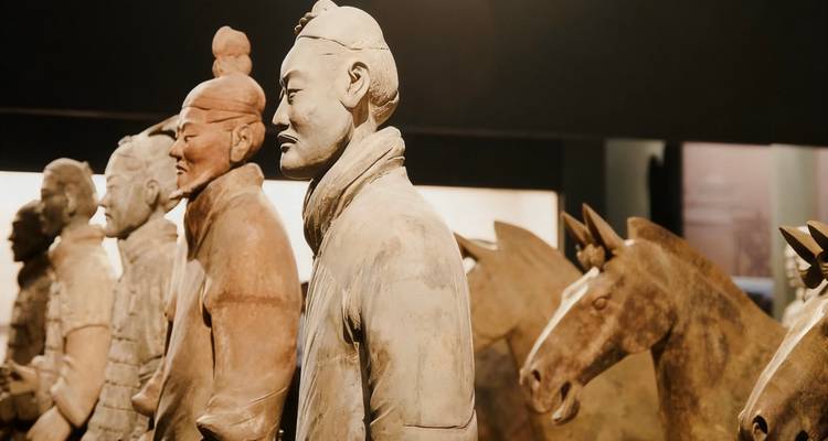 Terracotta statues, likely part of the Terracotta Army.