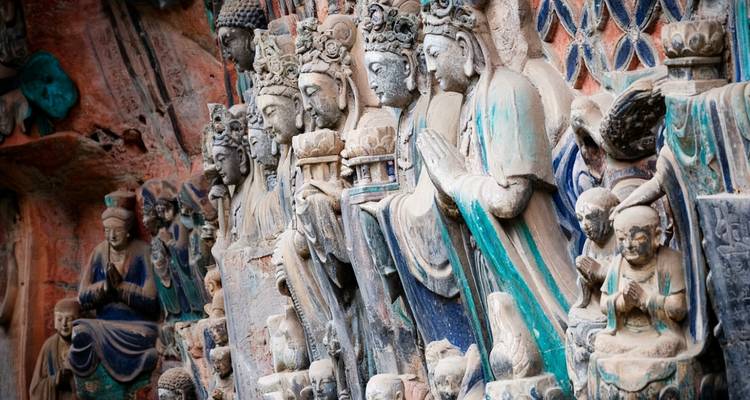 Close-up of intricate stone carvings.