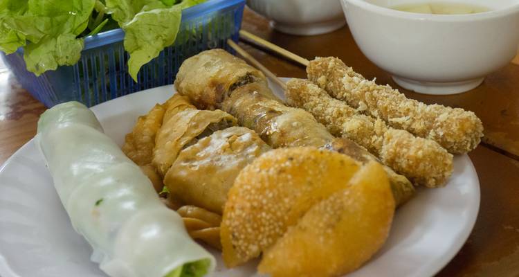 Plate of various Vietnamese appetizers