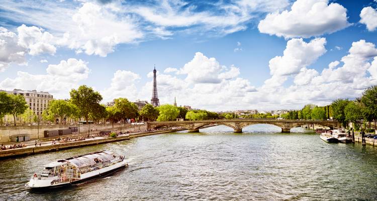 River Seine with Eiffel Tower in background.