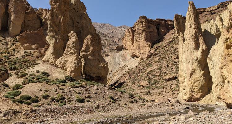 Rocky landscape with prominent geological formations.