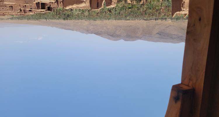 Vue d'un paysage désertique sous un ciel bleu dégagé.