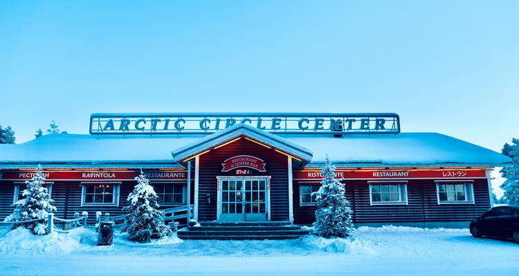Arctic Circle Center building with snow-covered roof.