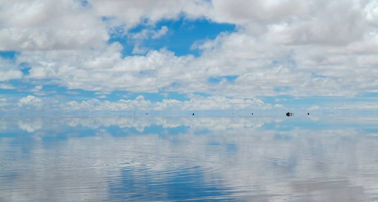 Reflection of clouds on the Uyuni Salt Flats.
