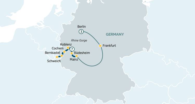 Mapa que muestra las principales ciudades y rutas en Alemania.
