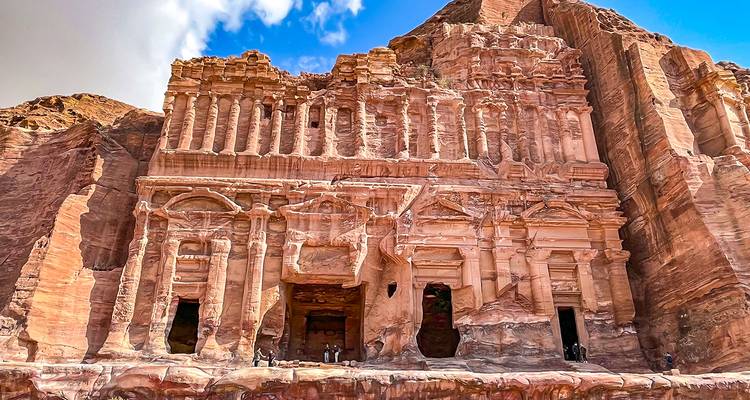 Famous rock-cut architecture of Petra, featuring intricate carvings.
