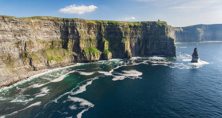 Cliffs of Moher overlooking the Atlantic Ocean.