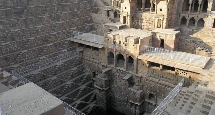 Impressive geometric stepwell with countless symmetrical staircases