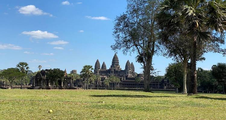 Angkor Wat Tempel aus der Ferne in einem Park