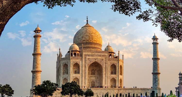 Taj Mahal framed by trees