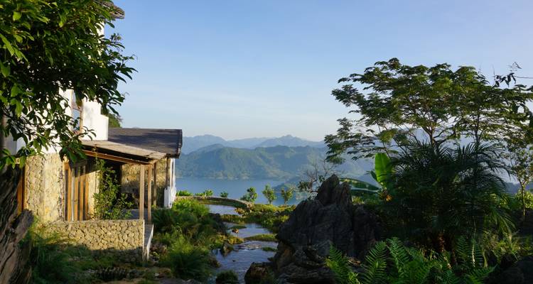 Vue panoramique d'un paysage naturel avec des collines et une forêt