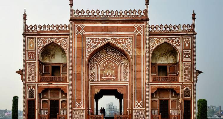 Grand entrance gate with intricate carvings