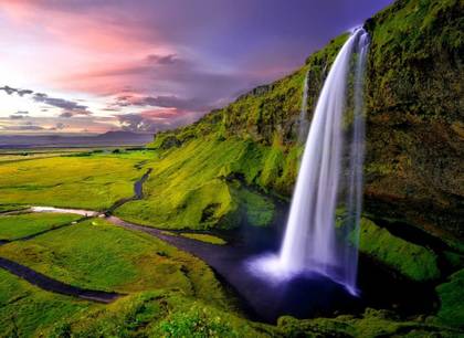 View of a stunning waterfall in Iceland