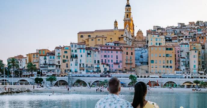 The colourful town of Menton in France on a Loire River Cruise for couples and young adults