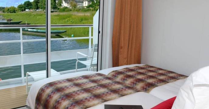 Typical Balcony Stateroom onboard a river cruise ship