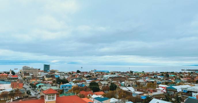 Punta Arenas, Chile, with the sea in the background